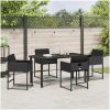 5-delars trädgårdsmatset med kuddar, svart poly-rattan vidaXL 140 x 70 x 73 cm – miniatyr 4