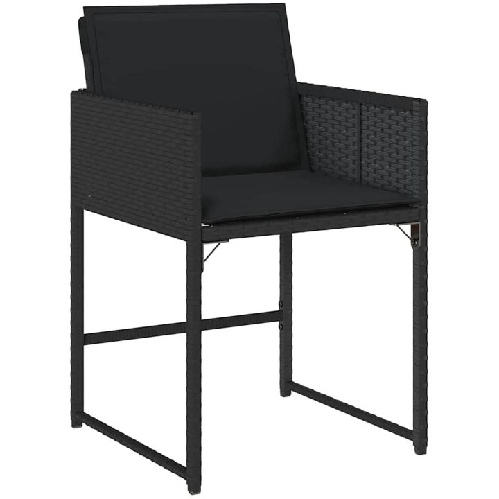 5-delars trädgårdsmatset med kuddar, svart poly-rattan vidaXL 140 x 70 x 73 cm – bild 6