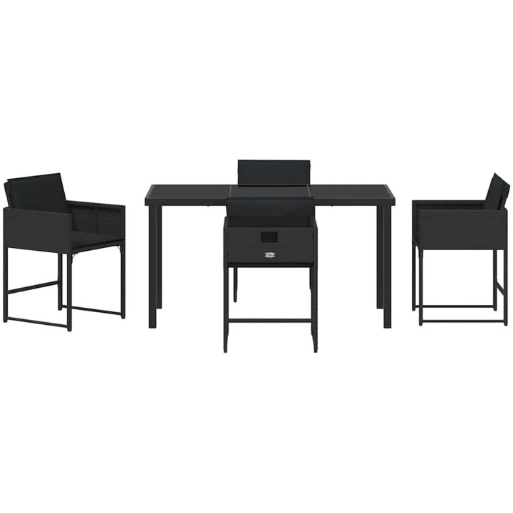 5-delars trädgårdsmatset med kuddar, svart poly-rattan vidaXL 140 x 70 x 73 cm – bild 7