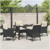 5 Delars Trädgårdsmatset med Kuddar Svart Poly Rattan vidaXL 140 x 70 x 73 cm – miniatyr 4