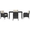 5 Delars Trädgårdsmatset med Kuddar Svart Poly Rattan vidaXL 140 x 70 x 73 cm – miniatyr 6