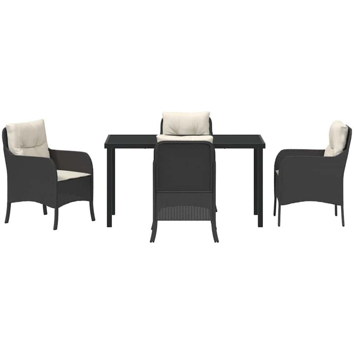 5 Delars Trädgårdsmatset med Kuddar Svart Poly Rattan vidaXL 140 x 70 x 73 cm – bild 6