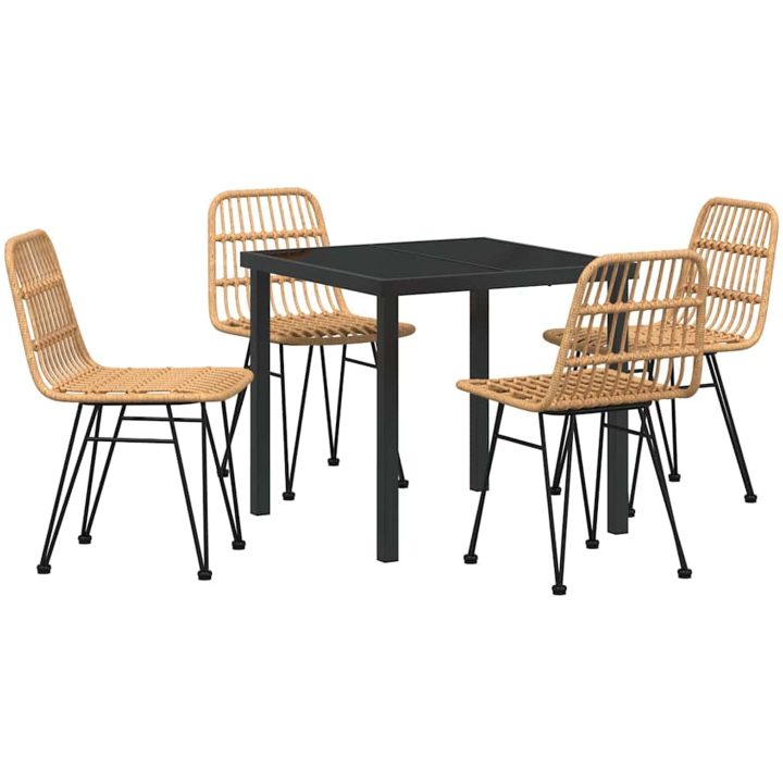 5-delars Trädgårdsmiddagsset i Brun Poly Rattan vidaXL 80 x 80 x 73 cm – bild 2