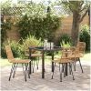 5-delars Trädgårdsmiddagsset i Brun Poly Rattan vidaXL 80 x 80 x 73 cm – miniatyr 1