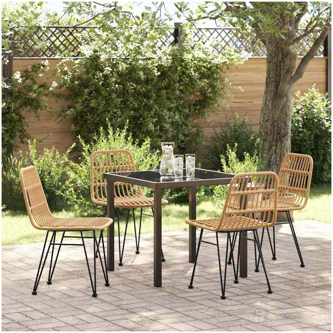 5-delars Trädgårdsmiddagsset i Brun Poly Rattan vidaXL 80 x 80 x 73 cm