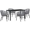 5 Delars Trädgårdsmiddagsset i Grå Poly Rattan vidaXL 140 x 70 x 73 cm – miniatyr 2