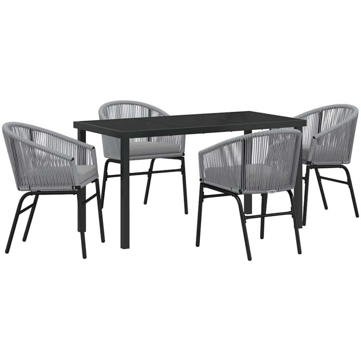 5 Delars Trädgårdsmiddagsset i Grå Poly Rattan vidaXL 140 x 70 x 73 cm – bild 2