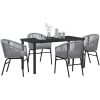 5 Delars Trädgårdsmiddagsset i Grå Poly Rattan vidaXL 140 x 70 x 73 cm – miniatyr 3