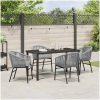 5 Delars Trädgårdsmiddagsset i Grå Poly Rattan vidaXL 140 x 70 x 73 cm – miniatyr 4