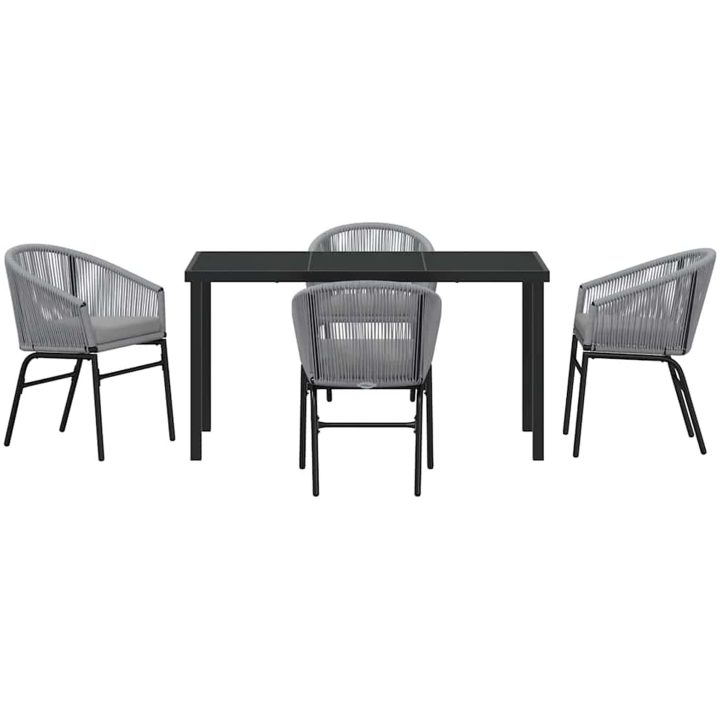 5 Delars Trädgårdsmiddagsset i Grå Poly Rattan vidaXL 140 x 70 x 73 cm – bild 7