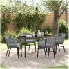 5 Delars Trädgårdsmiddagsset i Grå Poly Rattan vidaXL 140 x 70 x 73 cm – miniatyr 1