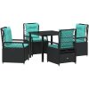 5 Delars Trädgårdsmiddagsset Svart Poly Rattan vidaXL 80 x 80 x 73 cm – miniatyr 2