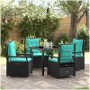 5 Delars Trädgårdsmiddagsset Svart Poly Rattan vidaXL 80 x 80 x 73 cm – miniatyr 1