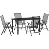 5-delars trädgårdsmöbelset i antracit stål vidaXL 140 x 70 x 73 cm – miniatyr 2