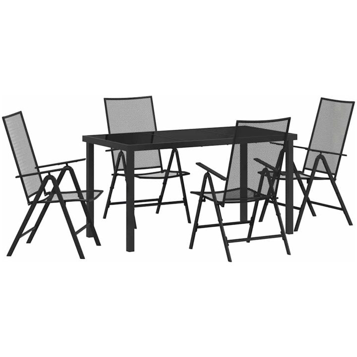 5-delars trädgårdsmöbelset i antracit stål vidaXL 140 x 70 x 73 cm – bild 2
