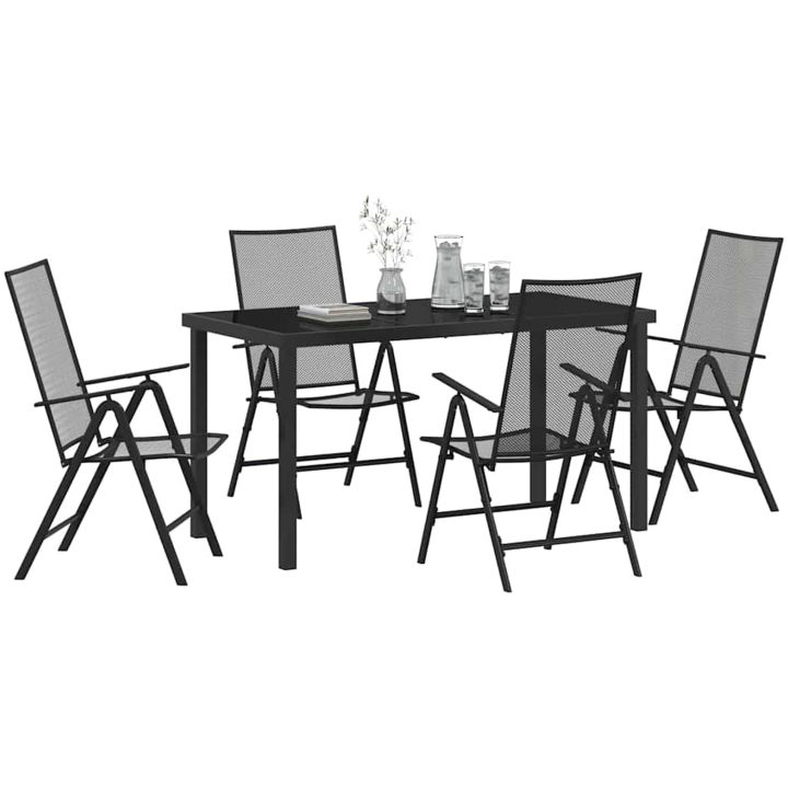 5-delars trädgårdsmöbelset i antracit stål vidaXL 140 x 70 x 73 cm – bild 3