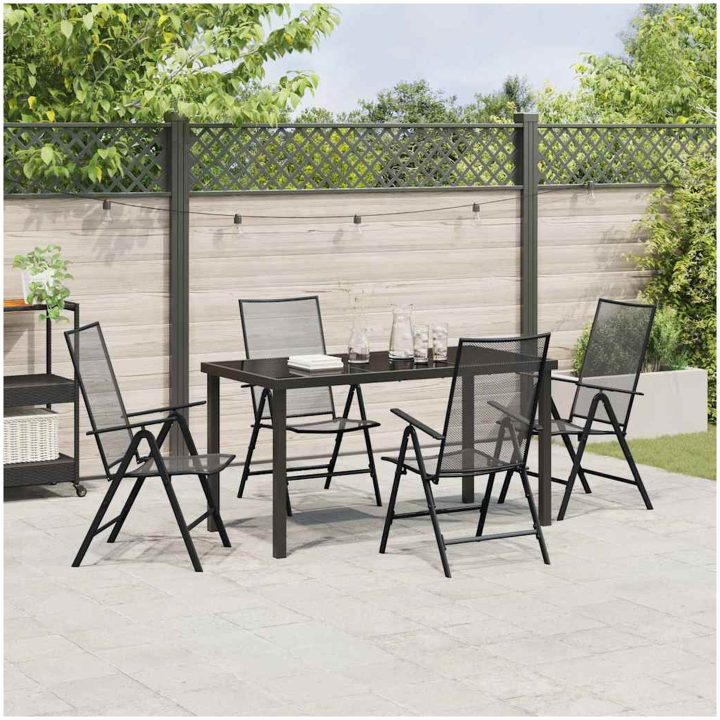 5-delars trädgårdsmöbelset i antracit stål vidaXL 140 x 70 x 73 cm – bild 4