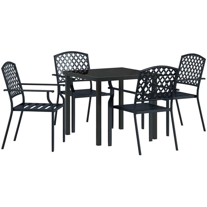 5-delars trädgårdsmöbelset i antracitstål vidaXL 80 x 80 x 73 cm – bild 2