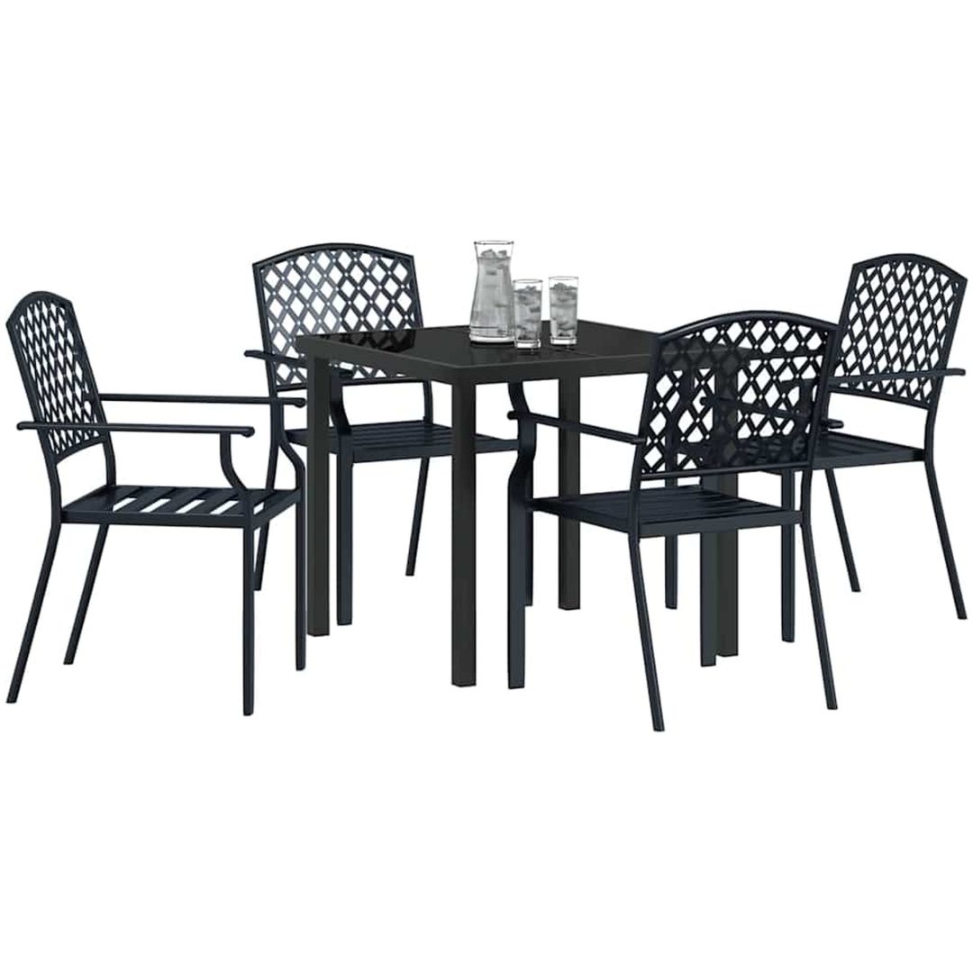 5-delars trädgårdsmöbelset i antracitstål vidaXL 80 x 80 x 73 cm – bild 3