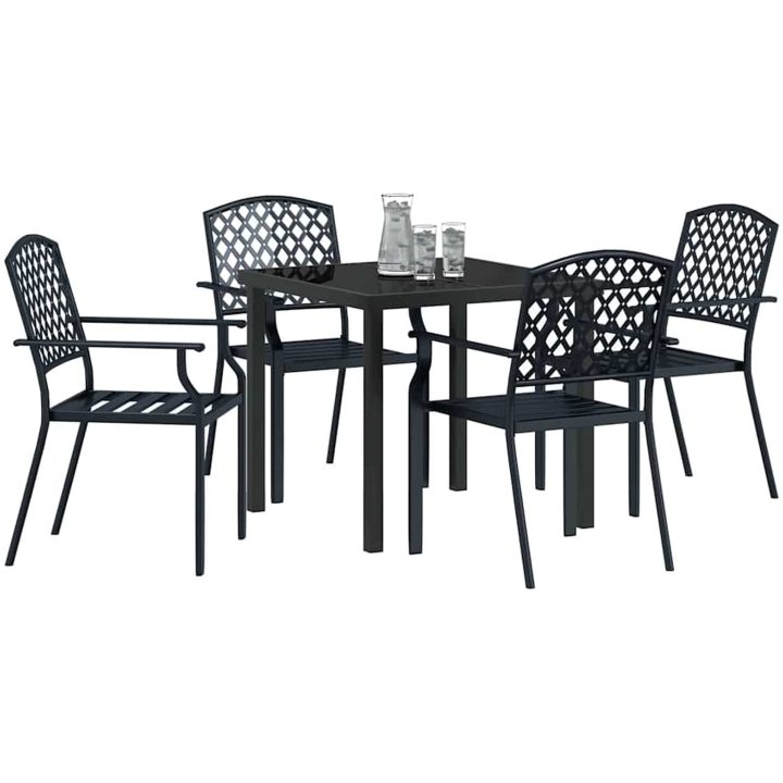 5-delars trädgårdsmöbelset i antracitstål vidaXL 80 x 80 x 73 cm – bild 3