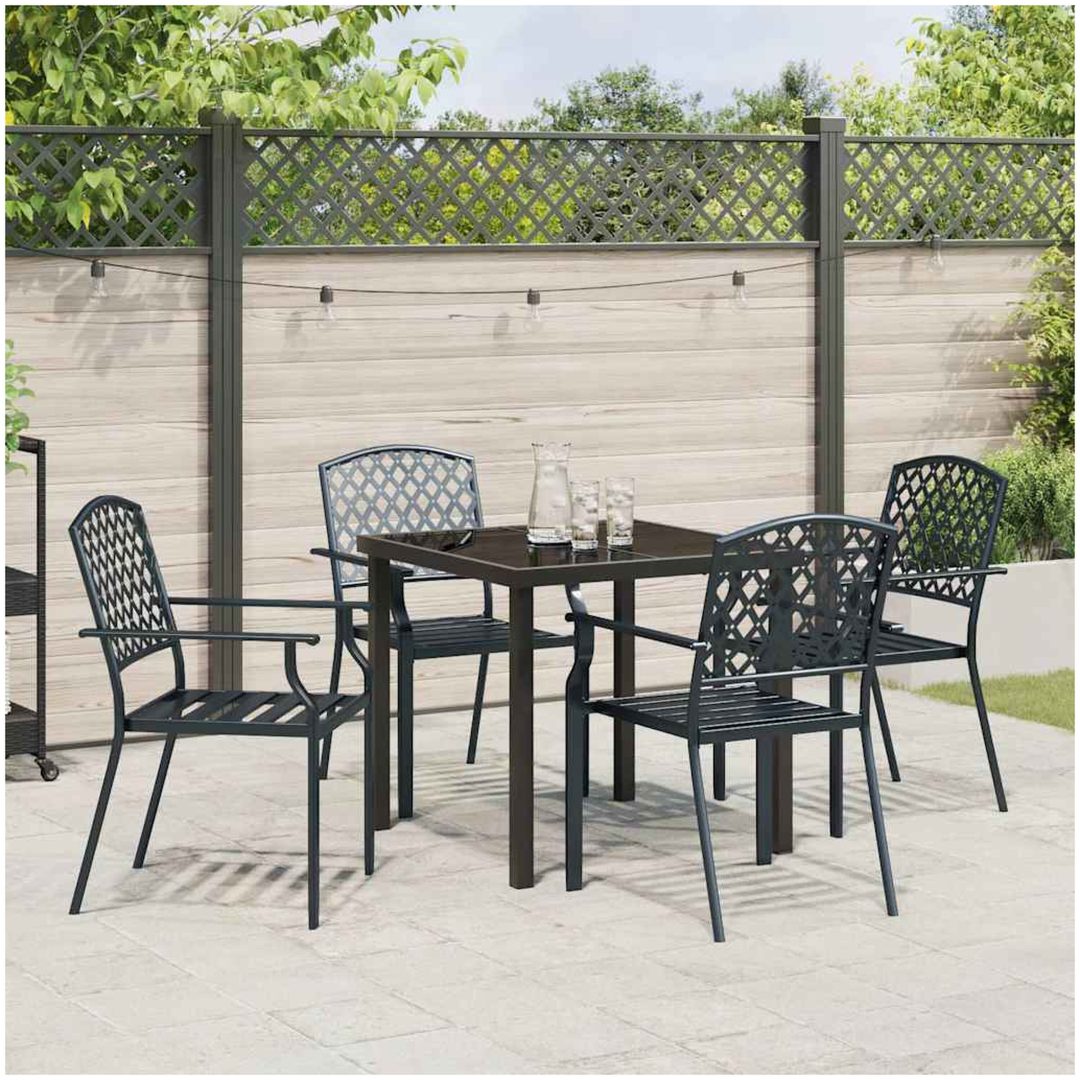 5-delars trädgårdsmöbelset i antracitstål vidaXL 80 x 80 x 73 cm – bild 4