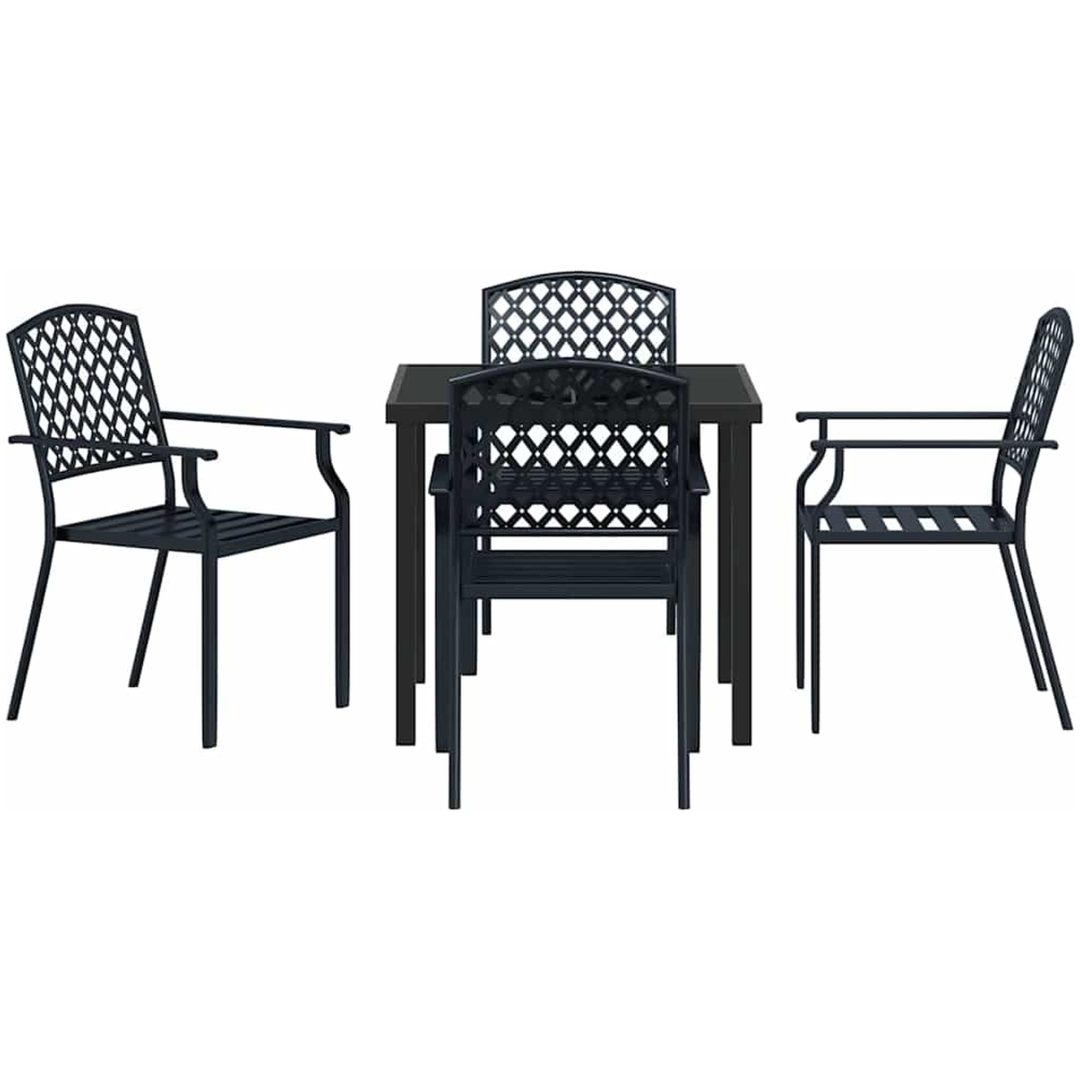 5-delars trädgårdsmöbelset i antracitstål vidaXL 80 x 80 x 73 cm – bild 6