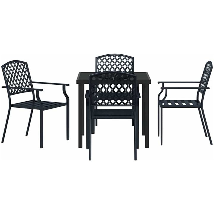 5-delars trädgårdsmöbelset i antracitstål vidaXL 80 x 80 x 73 cm – bild 6