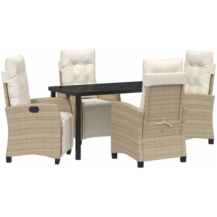 5-Delars Trädgårdsmöbelset i Beige Poly Rattan vidaXL 140 x 80 x 73 cm – bild 2