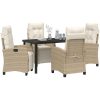 5-Delars Trädgårdsmöbelset i Beige Poly Rattan vidaXL 140 x 80 x 73 cm – miniatyr 3
