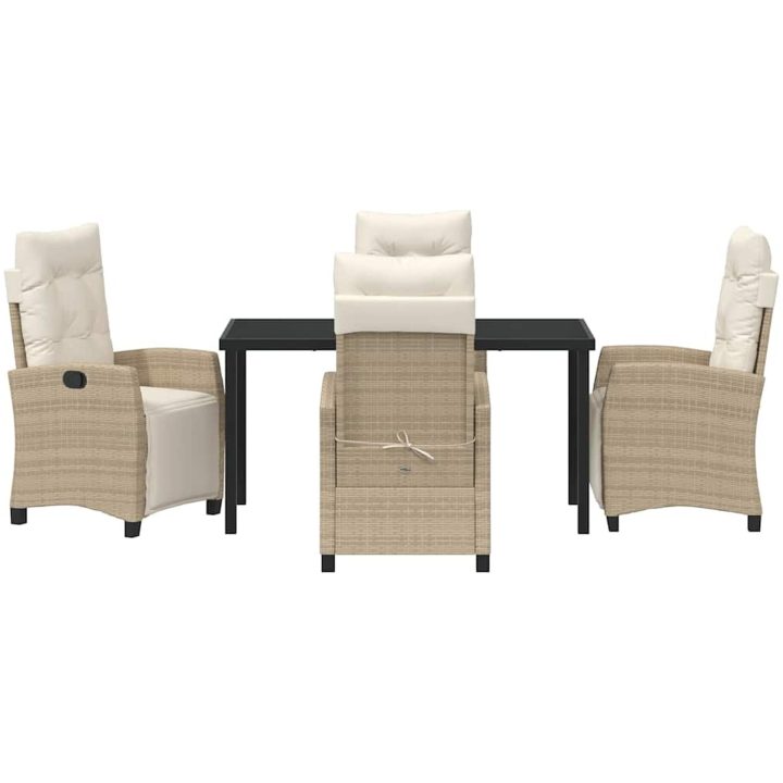 5-Delars Trädgårdsmöbelset i Beige Poly Rattan vidaXL 140 x 80 x 73 cm – bild 6
