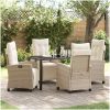 5-Delars Trädgårdsmöbelset i Beige Poly Rattan vidaXL 140 x 80 x 73 cm – miniatyr 1