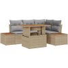 5-delars trädgårdsmöbelset med kuddar, beige poly rattan och akacia vidaXL 100 x 55 x 73 cm – miniatyr 2