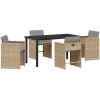 5-delars trädgårdsmöbelset med kuddar, beige poly-rattan vidaXL 4 - Sits – miniatyr 2