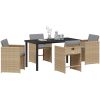 5-delars trädgårdsmöbelset med kuddar, beige poly-rattan vidaXL 4 - Sits – miniatyr 3