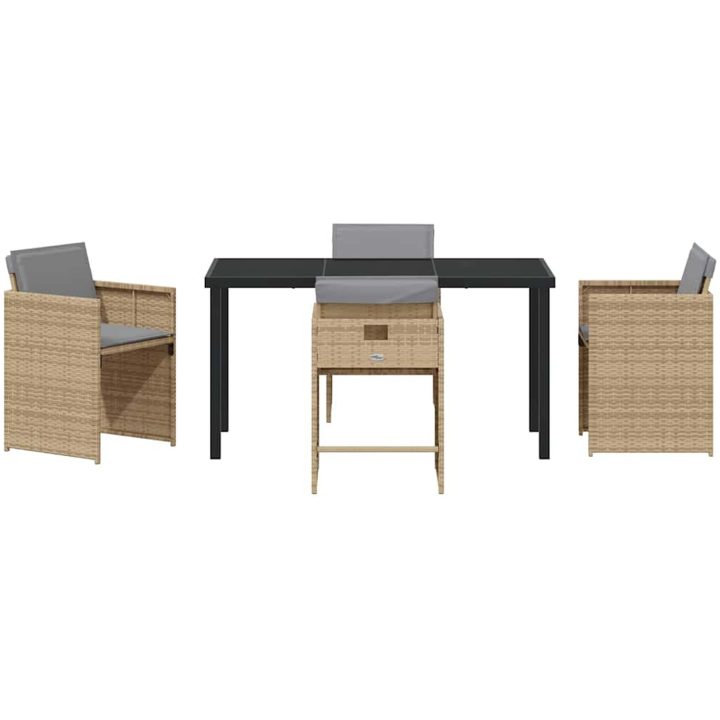 5-delars trädgårdsmöbelset med kuddar, beige poly-rattan vidaXL 4 - Sits – bild 6