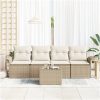 5 Delars Trädgårdsmöbelset med Kuddar - Beige Poly Rattan. vidaXL 55 x 55 x 37 cm – miniatyr 3