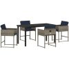 5 Delars Trädgårdsmöbelset med Kuddar Grå Poly Rattan vidaXL 140 x 70 x 73 cm – miniatyr 2