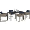 5 Delars Trädgårdsmöbelset med Kuddar Grå Poly Rattan vidaXL 140 x 70 x 73 cm – miniatyr 3