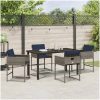 5 Delars Trädgårdsmöbelset med Kuddar Grå Poly Rattan vidaXL 140 x 70 x 73 cm – miniatyr 4