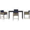 5 Delars Trädgårdsmöbelset med Kuddar Grå Poly Rattan vidaXL 140 x 70 x 73 cm – miniatyr 7