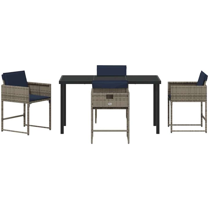 5 Delars Trädgårdsmöbelset med Kuddar Grå Poly Rattan vidaXL 140 x 70 x 73 cm – bild 7