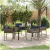 5 Delars Trädgårdsmöbelset med Kuddar Grå Poly Rattan vidaXL 140 x 70 x 73 cm – miniatyr 1