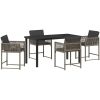 5 Delars Trädgårdsmöbelset med Kuddar Grå Poly Rattan vidaXL 140 x 80 x 73 cm – miniatyr 2
