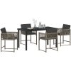 5 Delars Trädgårdsmöbelset med Kuddar Grå Poly Rattan vidaXL 140 x 80 x 73 cm – miniatyr 3