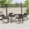 5 Delars Trädgårdsmöbelset med Kuddar Grå Poly Rattan vidaXL 140 x 80 x 73 cm – miniatyr 4