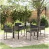 5 Delars Trädgårdsmöbelset med Kuddar Grå Poly Rattan vidaXL 140 x 80 x 73 cm – miniatyr 1