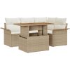 5-delars trädgårdsmöbelset med kuddar i beige poly-rattan och akacia vidaXL 100 x 55 x 73 cm – miniatyr 2