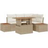 5-delars trädgårdsmöbelset med kuddar i beige poly-rattan och mangoträd vidaXL 100 x 55 x 73 cm – miniatyr 2