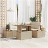 5-delars trädgårdsmöbelset med kuddar i beige poly-rattan och mangoträd vidaXL 100 x 55 x 73 cm – miniatyr 1