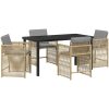 5-delars trädgårdsmöbelset med kuddar i beige poly rattan vidaXL 140 x 80 x 73 cm – miniatyr 2